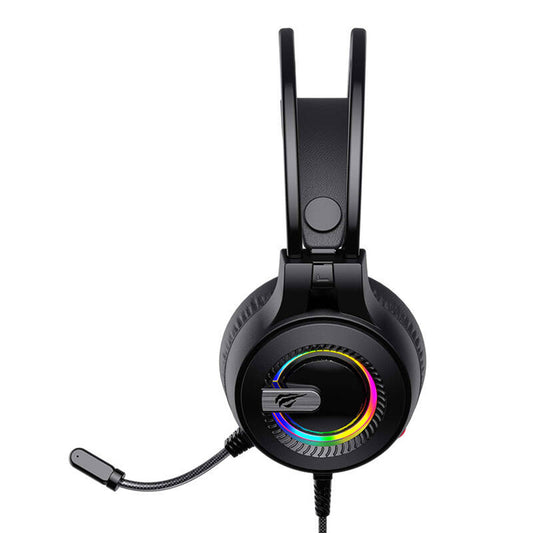 Gaminghörlurar 3.5mm HAVIT H2040d, RGB, 2.1m, Svarta