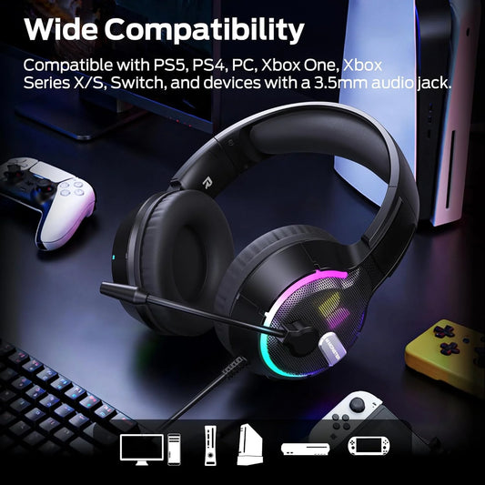 Gaminghörlurar 3,5 mm Monster Mission 320, RGB, 1,9 m, Svarta