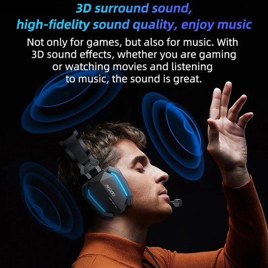 Gaming Headphones 3.5mm Yesido EK03, RGB, 2m, Black