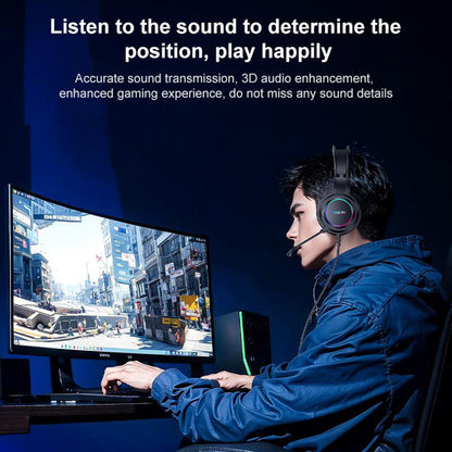 Gaminghörlurar USB Yesido EK05, RGB, 1.2m, Svarta