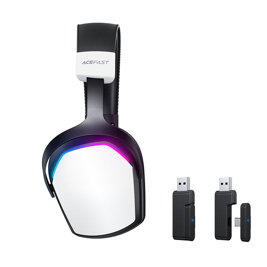 Trådlösa Spelhörlurar Acefast H11, RGB, BT / Wi-Fi / Kabel, Vita