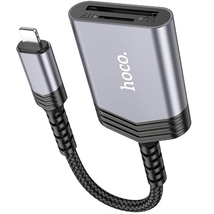 Kortläsare Lightning HOCO UA25, SD - microSD, Grå