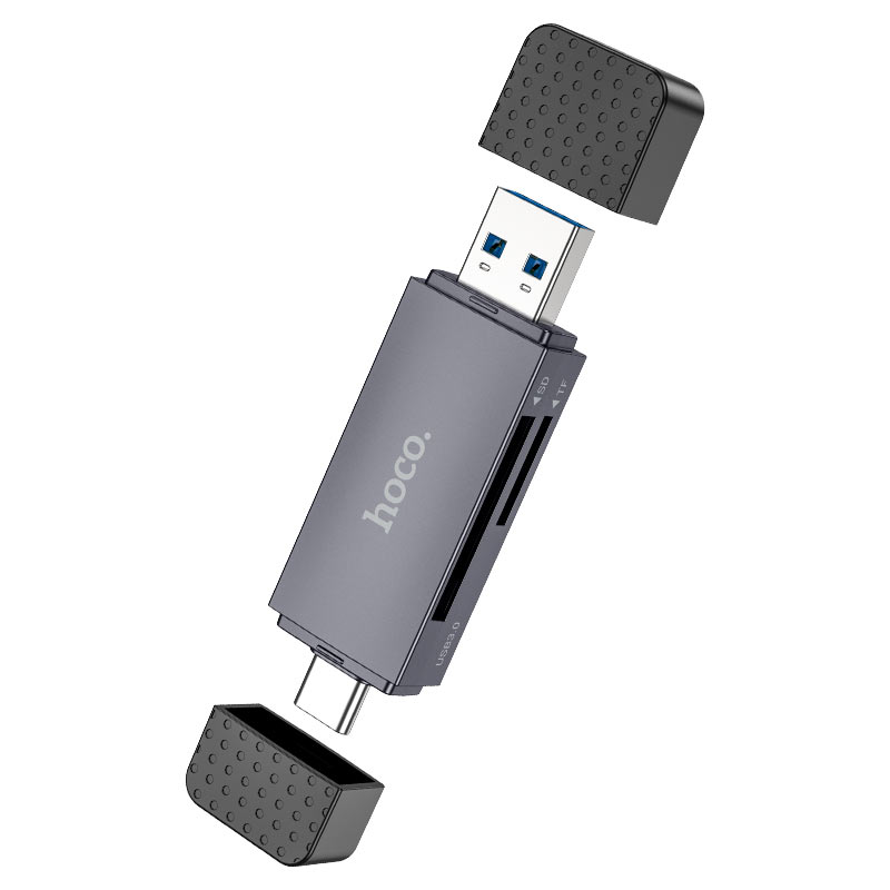 Kortläsare USB 3.0 / USB-C HOCO HB45, SD - microSD, Grå