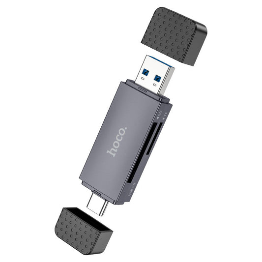 Kortläsare USB 3.0 / USB-C HOCO HB45, SD - microSD, Grå