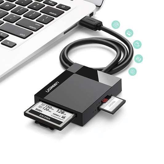 Kortläsare USB 3.0 UGREEN CR125, SD - microSD - CF - MS, Svart
