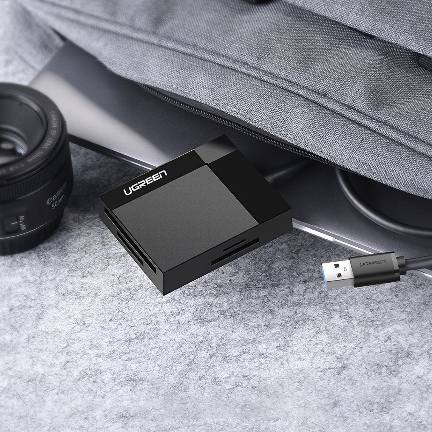 Kortläsare USB 3.0 UGREEN CR125, SD - microSD - CF - MS, Svart