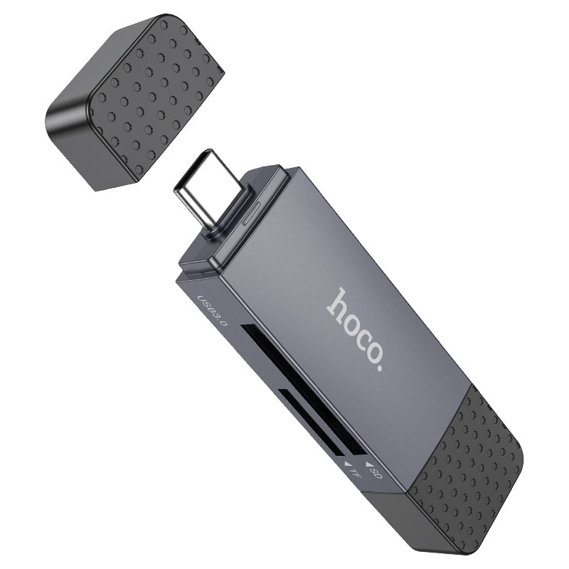 Kortläsare USB 3.0 / USB-C HOCO HB45, SD - microSD, Grå
