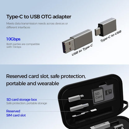 USB / USB-C-kortläsare OEM OmniLink Pro-003 Travel, 10in1, Grå