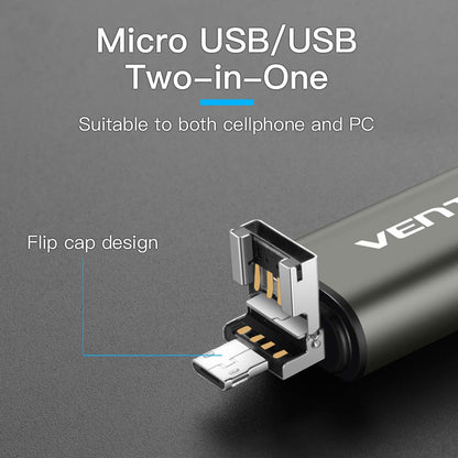 USB / USB-C / microUSB-kortläsare Vention, SD - microSD, Grå CCJH0