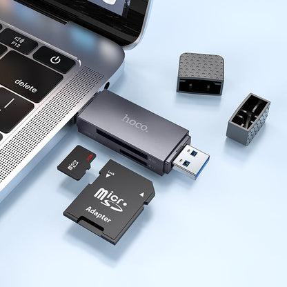 Kortläsare USB 3.0 / USB-C HOCO HB45, SD - microSD, Grå