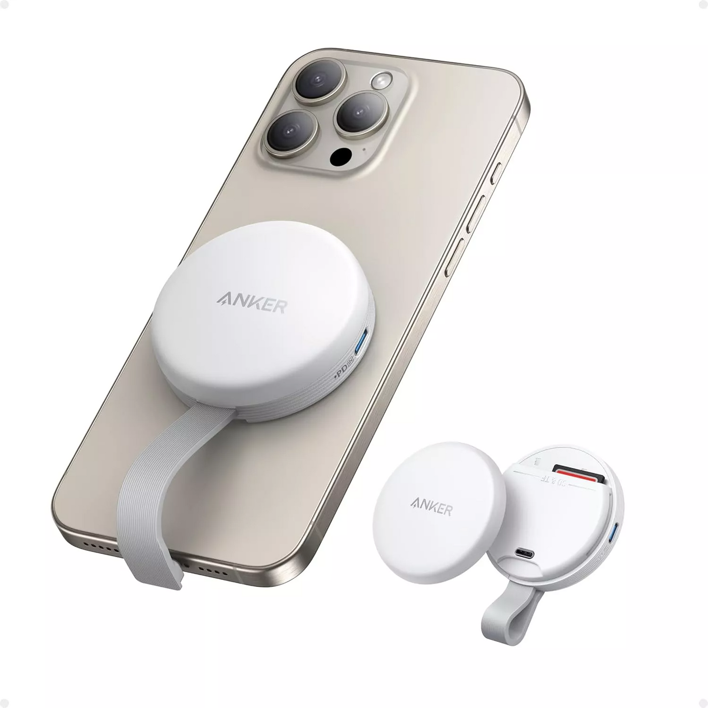 USB-C-kortläsare Anker MagGo för Apple iPhone USB-C, SD - microSD, Vit A83D1G21