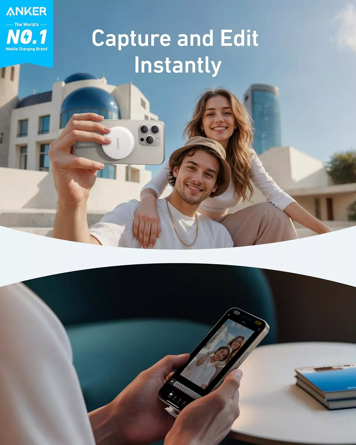 USB-C-kortläsare Anker MagGo för Apple iPhone USB-C, SD - microSD, Vit A83D1G21
