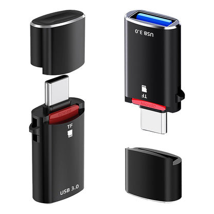 Kortläsare USB-C Techsuit AluVoltX, USB-A (OTG) - microSD, Svart