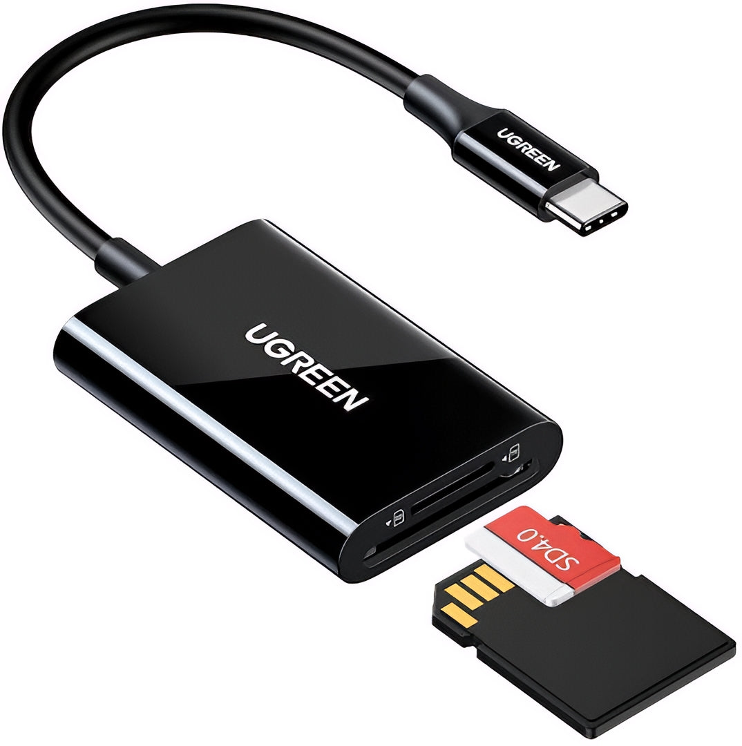 Kortläsare USB-C UGREEN CM265, SD - microSD, Svart