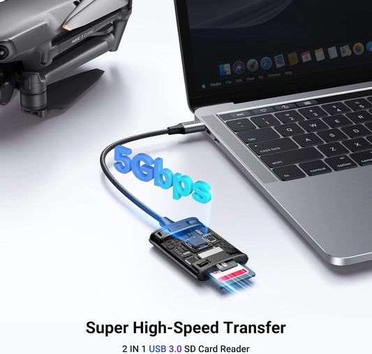 Kortläsare USB-C UGREEN CM401, SD - microSD, Grå