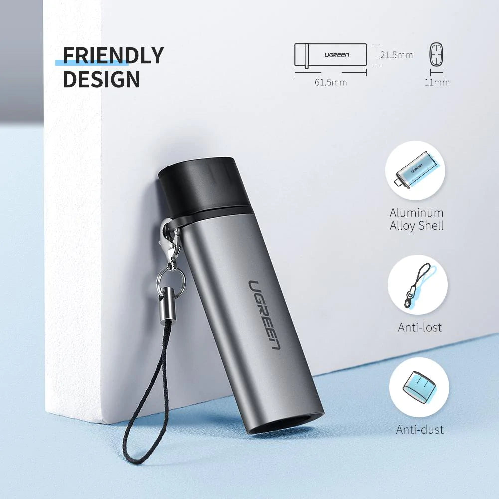 Kortläsare USB-C UGREEN CM184, SD - microSD, Grå