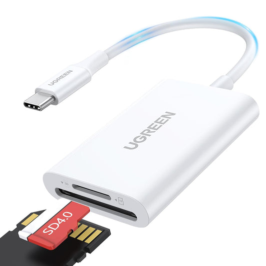 USB-C-kortläsare UGREEN CM265, SD - microSD, Vit