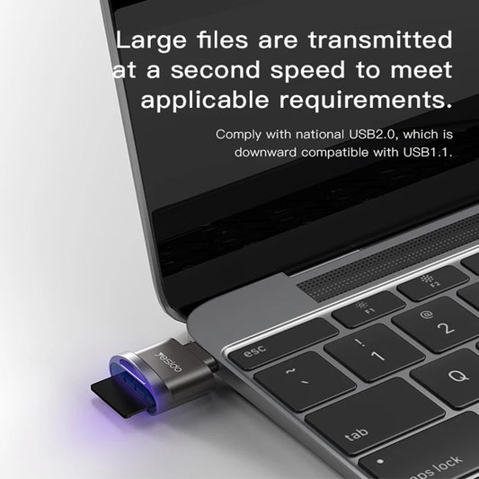 Kortläsare USB-C Yesido GS19, USB-A (OTG) - microSD, Grå