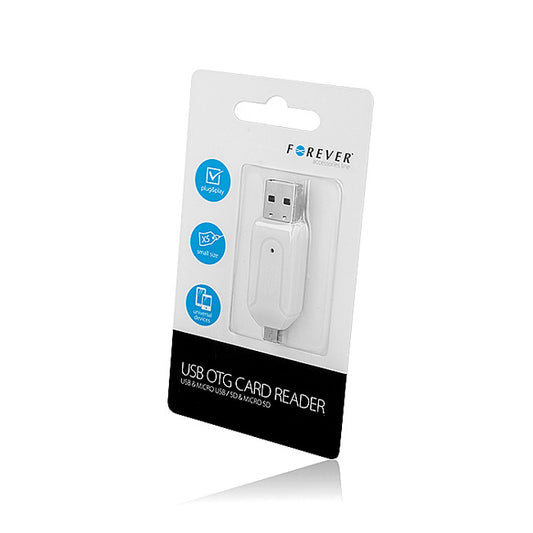 USB / microUSB-kortläsare Forever, SD - microSD, Vit