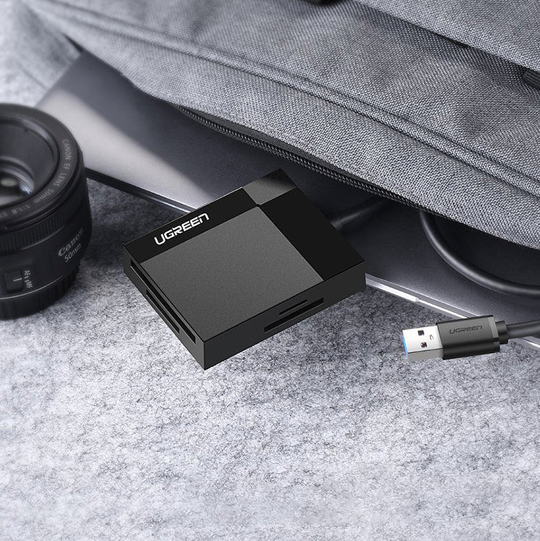 Kortläsare USB 3.0 UGREEN CR125, SD - microSD - CF - MS, Svart