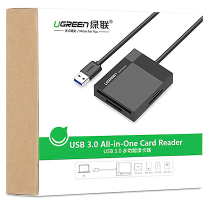 Kortläsare USB 3.0 UGREEN CR125, SD - microSD - CF - MS, Svart