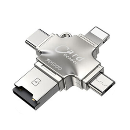 USB / USB-C / Lightning / microUSB-kortläsare Yesido GS13, microSD, Silver