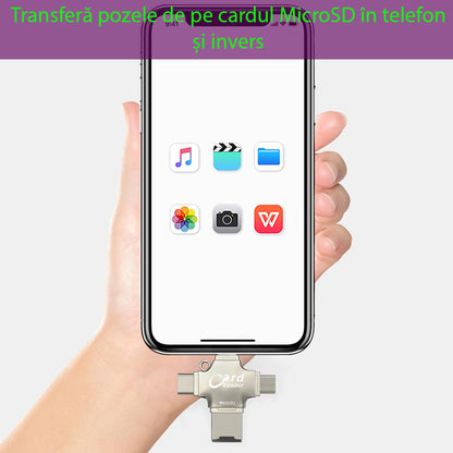 USB / USB-C / Lightning / microUSB-kortläsare Yesido GS13, microSD, Silver