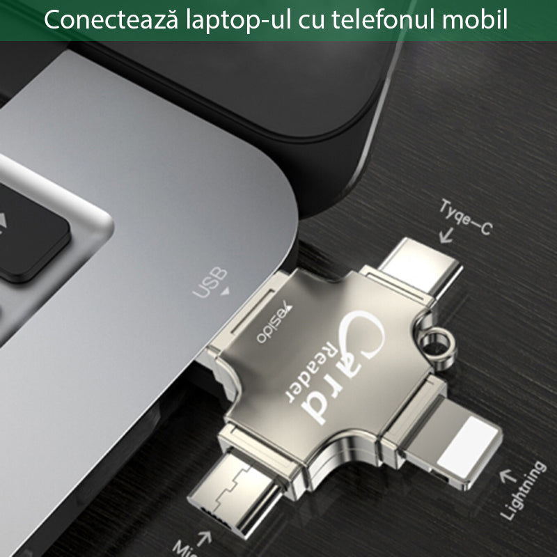 USB / USB-C / Lightning / microUSB-kortläsare Yesido GS13, microSD, Silver
