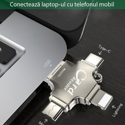USB / USB-C / Lightning / microUSB-kortläsare Yesido GS13, microSD, Silver