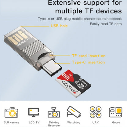 USB / USB-C-kortläsare Yesido GS21, microSD, Transparent