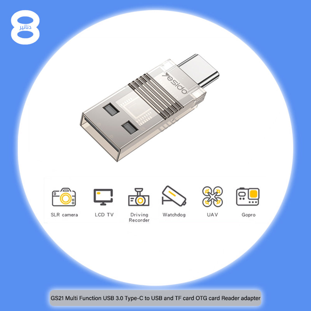 USB / USB-C-kortläsare Yesido GS21, microSD, Transparent