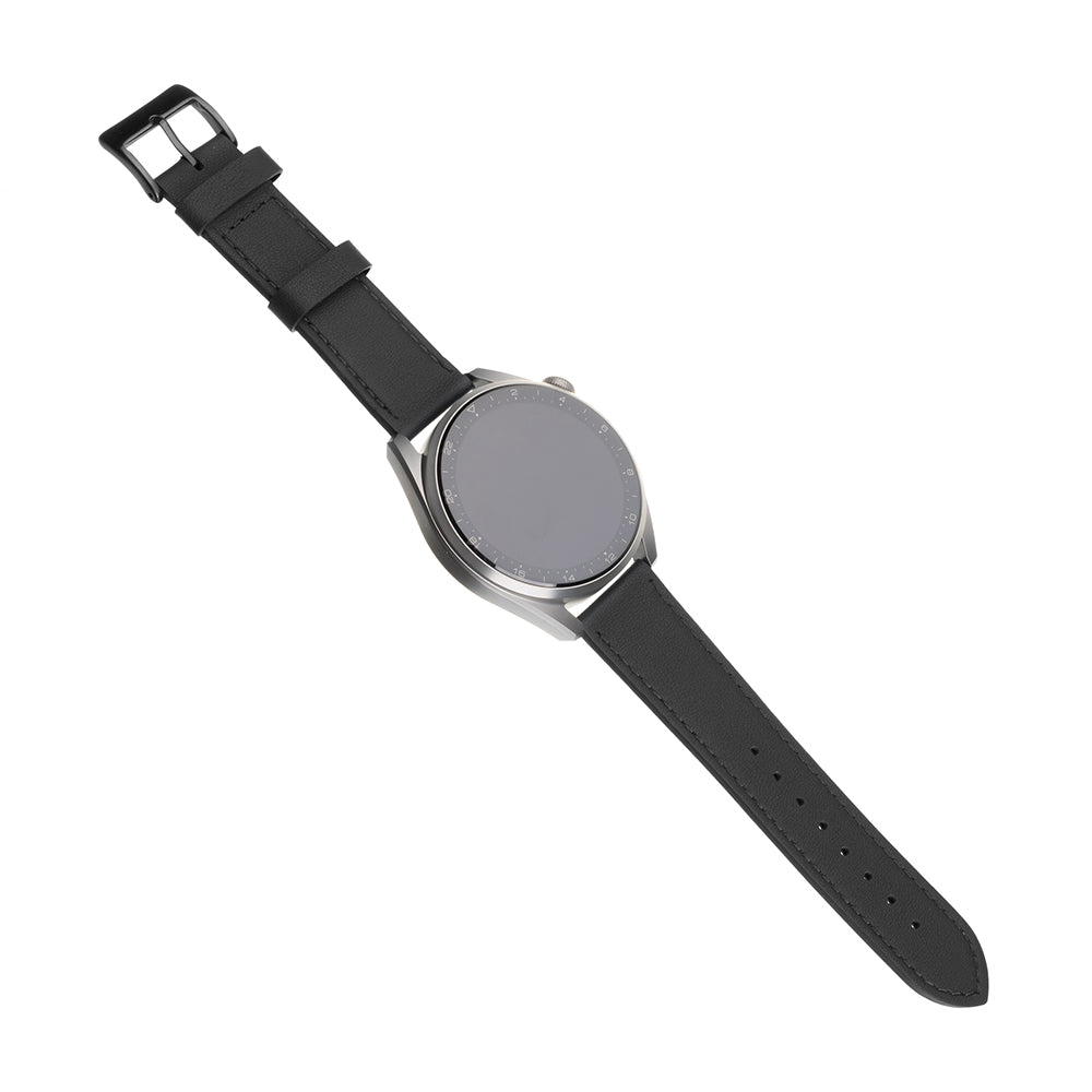 Fixed Leather-rem för Huawei Watch / Xiaomi Watch Series, 22mm, Svart
