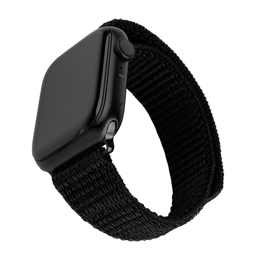 Fixed Nylon Sporty klockarmband för Apple Watch 49mm / 46mm / 45mm / 44mm / 42mm Series, Svart