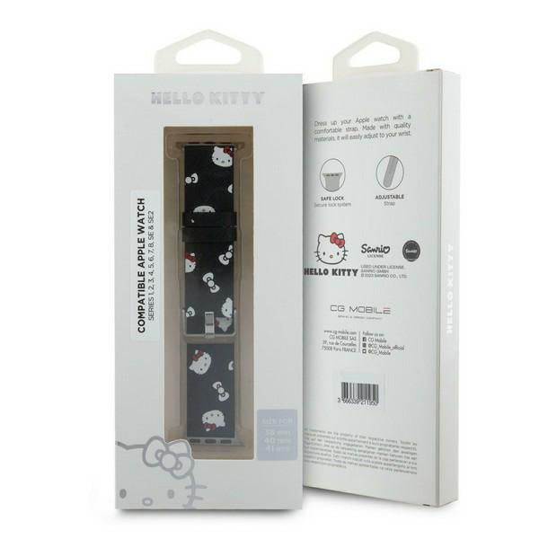 Hello Kitty läderarmband med rosetter för Apple Watch 42mm / 41mm / 40mm / 38mm Series, Svart
