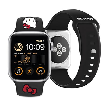 Hello Kitty Silikonklockarmband Kitty Head för Apple Watch 42mm / 41mm / 40mm / 38mm Series, Svart