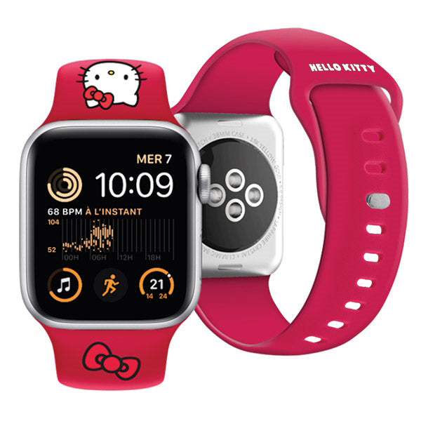 Hello Kitty Silikonklockarmband Kitty Head för Apple Watch 42mm / 41mm / 40mm / 38mm Series, Rosa
