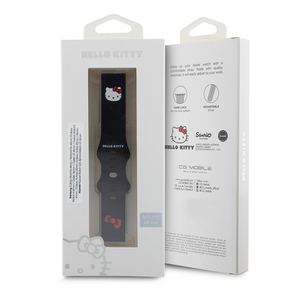 Hello Kitty Silikonklockarmband Kitty Head för Samsung Galaxy Watch / Huawei Watch Series, Svart