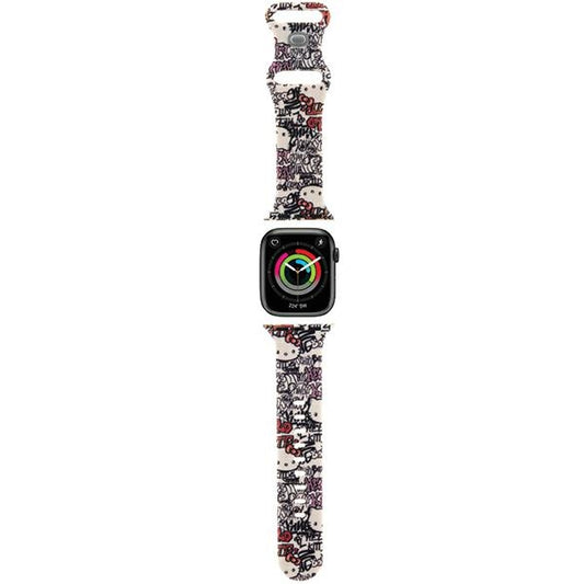 Hello Kitty Silikonarmband med Graffiti Tags för Apple Watch 42mm / 41mm / 40mm / 38mm Series, Beige