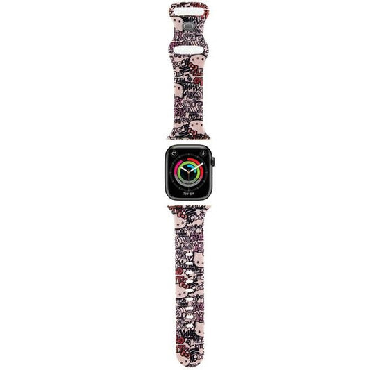 Hello Kitty Silikonarmband Graffiti Tags för Apple Watch 42mm / 41mm / 40mm / 38mm Series, Rosa