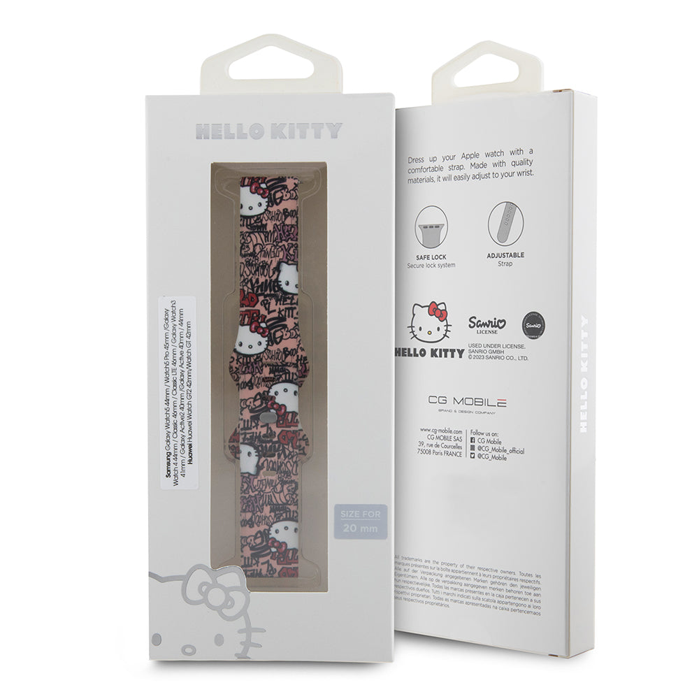 Hello Kitty Silikonarmband med Graffiti-taggar för Samsung Galaxy Watch / Huawei Watch Series, Rosa