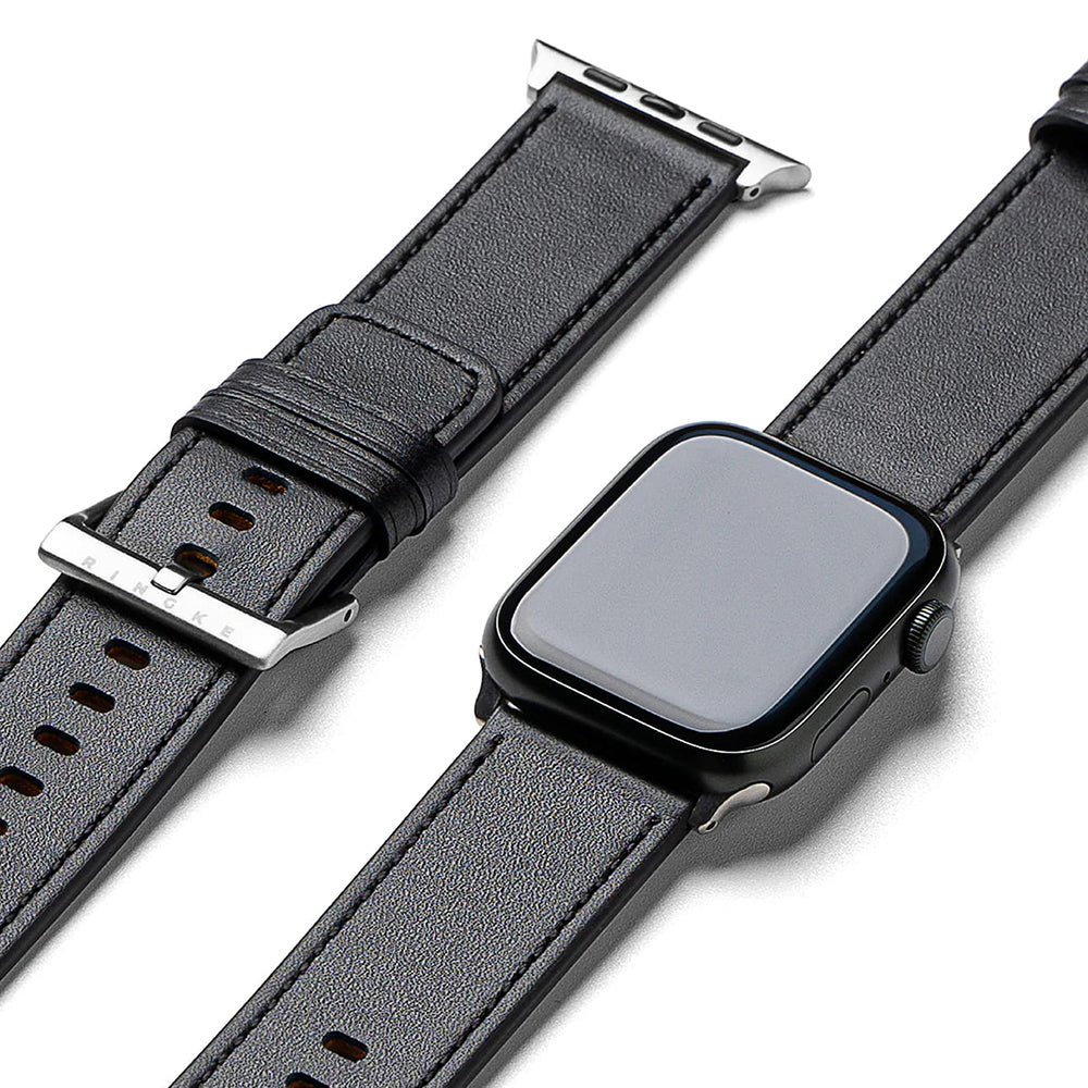 Ringke Leather One rem för Apple Watch 49mm / 46mm / 45mm / 44mm / 42mm Series, Svart