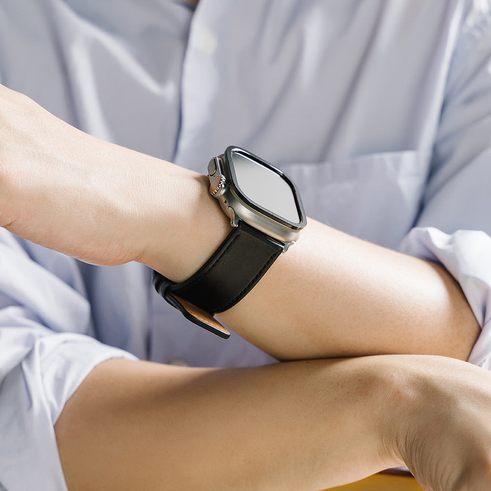 Ringke Leather One rem för Apple Watch 49mm / 46mm / 45mm / 44mm / 42mm Series, Svart