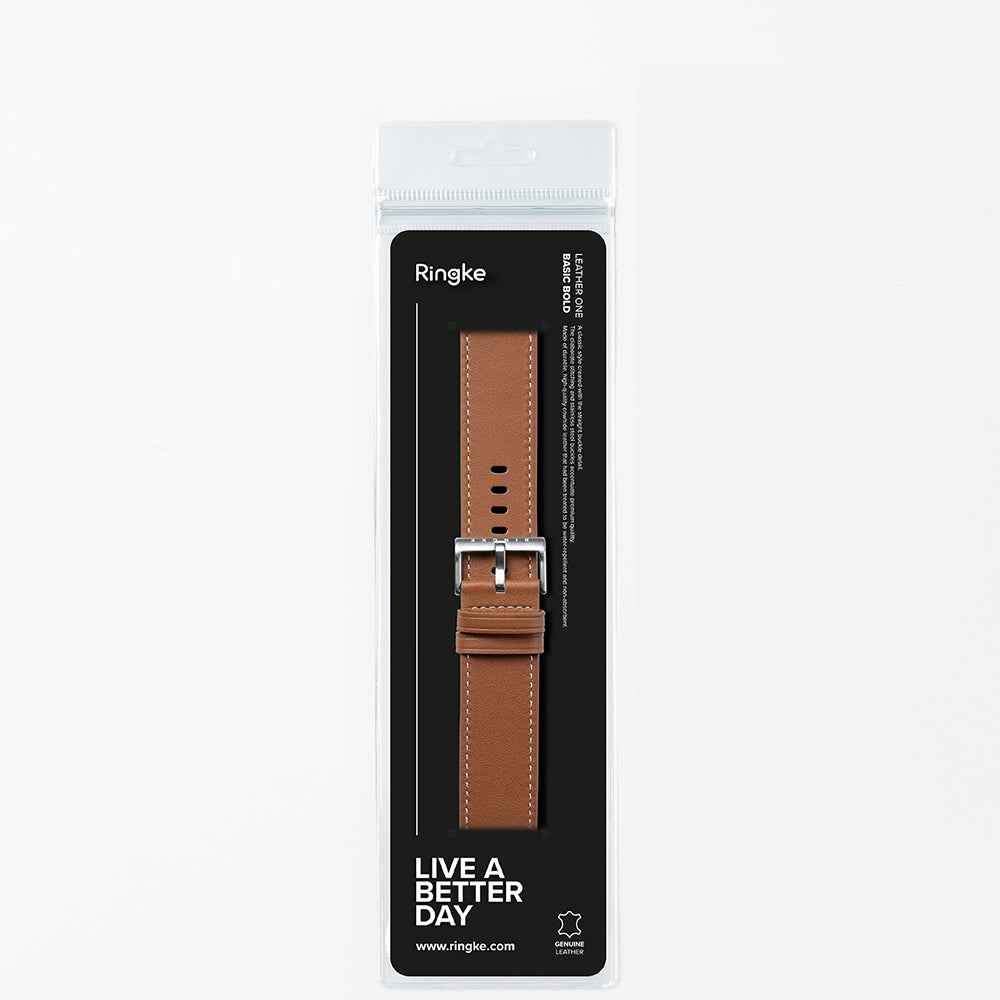 Ringke One Basic Bold Strap for Fossil Watch / Mobvoi Watch / Suunto Watch Series, 24mm, Brown