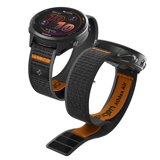 Spigen Athlex Air 2-band för Garmin Watch Venu / Forerunner-serien, 22mm, Svart Orange AMP11425