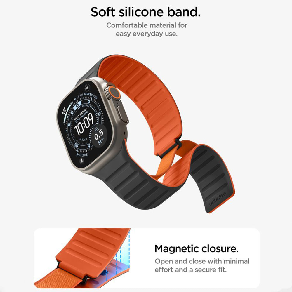 Spigen Athlex Air M-band för Apple Watch 49mm / 46mm / 45mm / 44mm-serien, svart orange AMP11534