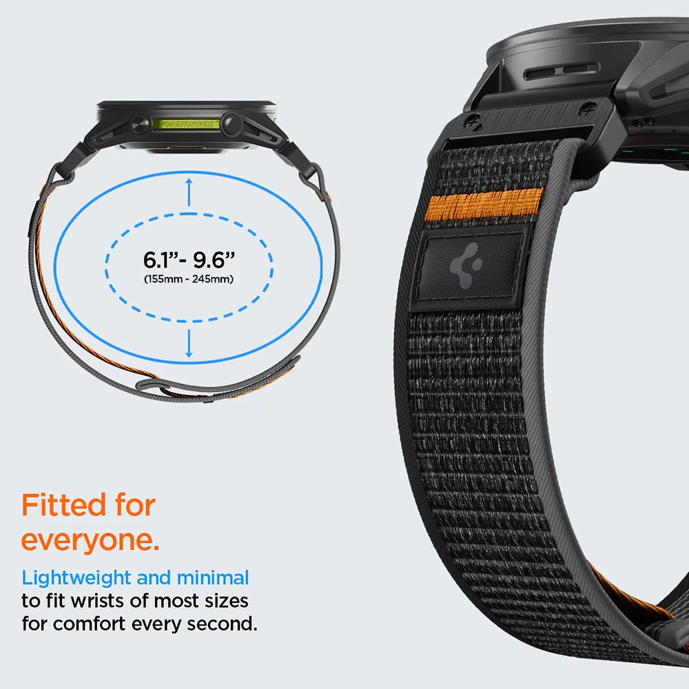Spigen Athlex Air-armband för Garmin Watch Fenix / Forerunner / Approach Series, 22mm, Svart Orange AMP11426