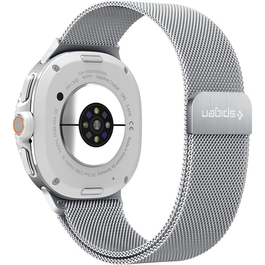 Spigen Metal Fit-armband för Samsung Galaxy Watch9 / Watch8 / Watch8 Classic-serien, Silver AMP10121