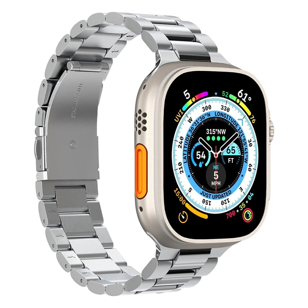 Spigen Modern Fit 316L-band för Apple Watch 49mm / 46mm / 45mm / 44mm / 42mm-serien, Silver AMP06356