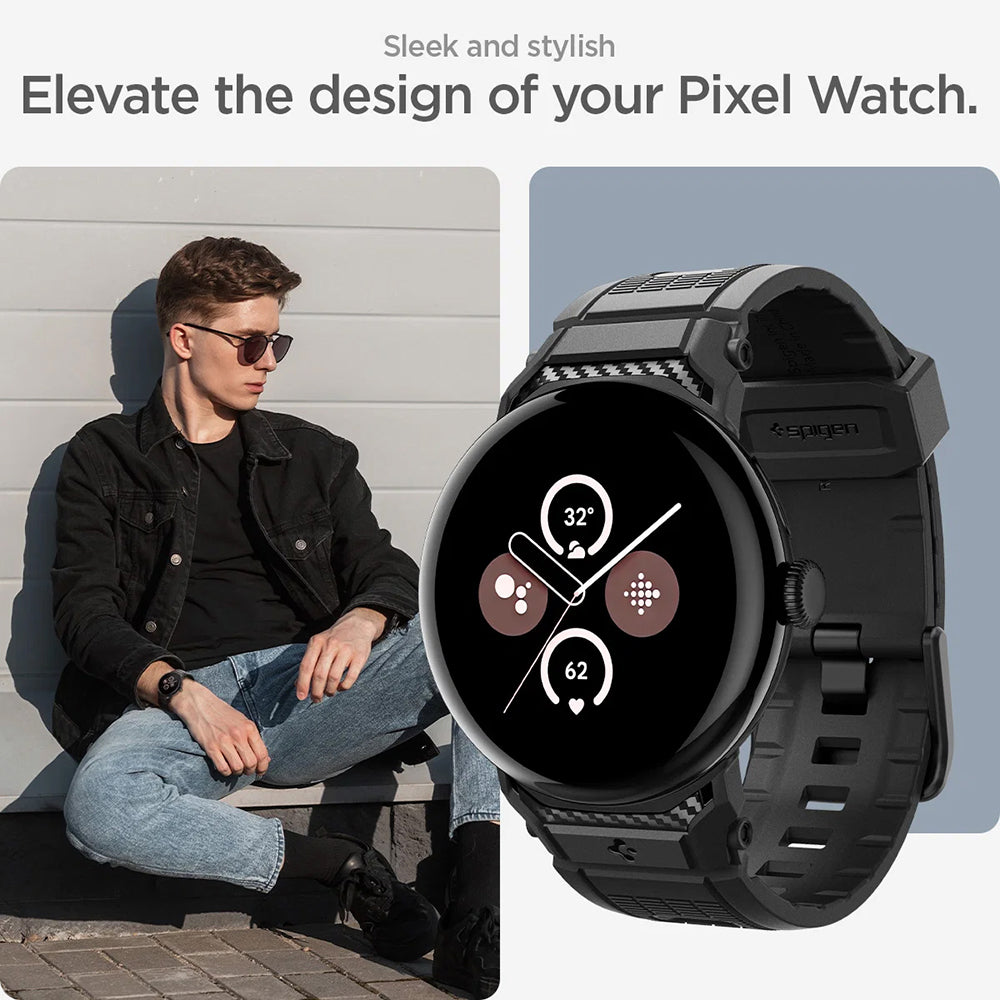 Spigen Rugged-armband för Google Pixel Watch 45mm-serien, svart AMP07600
