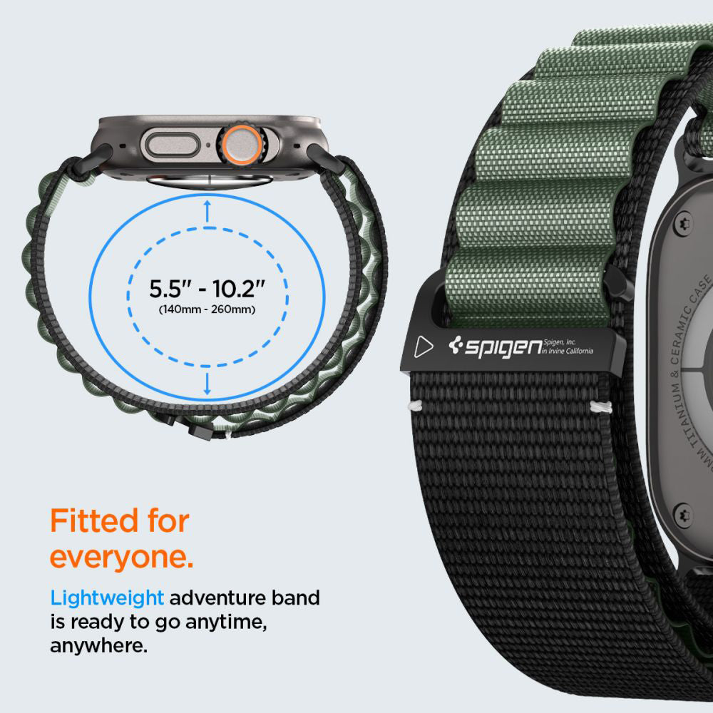 Spigen WBF1 rem för Apple Watch 49mm / 46mm / 45mm / 44mm Series, Svart Grön